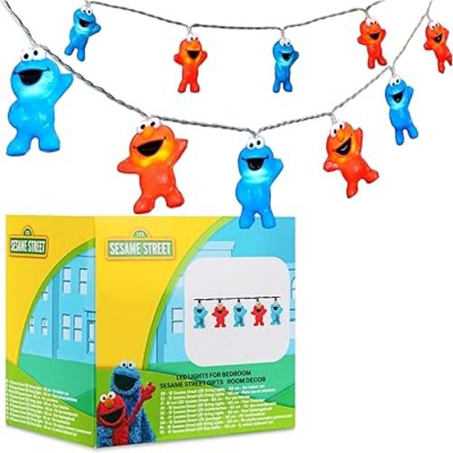 Get Trend Sesame Street Cookie Monster, Elmo 3D String Lights, 5.5ft Indoor LED Battery Operated Warm Fairy Lights, Room Decor, Home Decorations