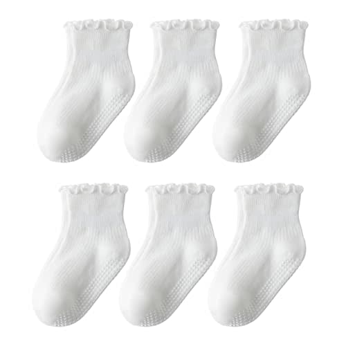 DarkCom Toddler Baby Socks Ruffle Girls Grip Non Slip Cute Socks for Kids