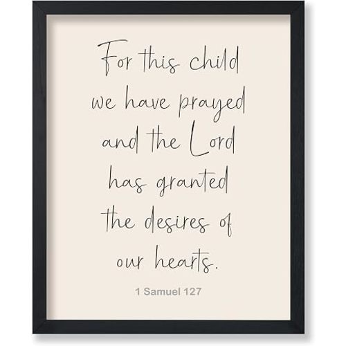 Poster Master For This Child We Have Prayed Poster - Typography Print - Scripture Art - Christian Illustration - Nursery Design - Kid's Room or Playroom Wall Decor - 8x10 UNFRAMED Wall Decor
