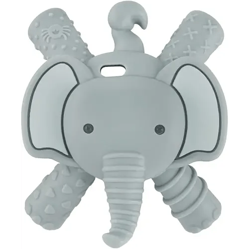 Itzy Ritzy - Ritzy Teether Reaches Back Molars and Massages Sore Gums; Features Multiple Textures and Flexible Design; Elephant