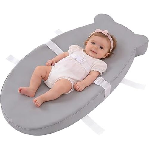 Baby Changing Pad, Waterproof & Wipeable Soft Diaper Changing Mat with PU Cover, Contoured Baby Changing Pad for Dresser & Table, with Non-Slip Safety Belt, Portable & Lightweight,Large Cushioned Foam