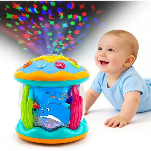 Tsomtto Toddler Toys Ocean Projector Rotating Musical Learning Toys
