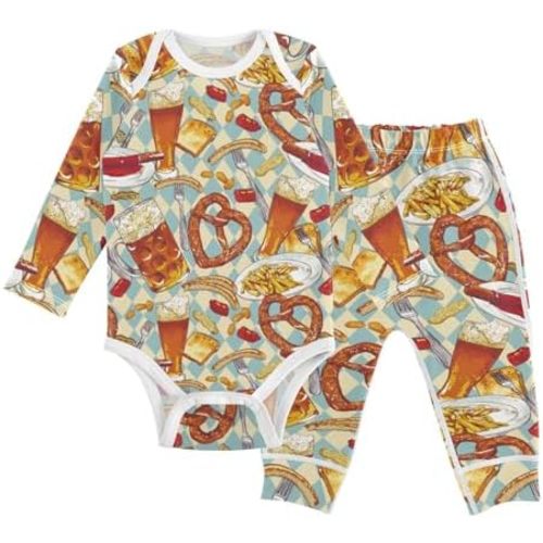 vvfelixl Baby Bodysuits Pants Sets White Gooses Long Sleeve Baby Clothes for Boys Girls 0-24M