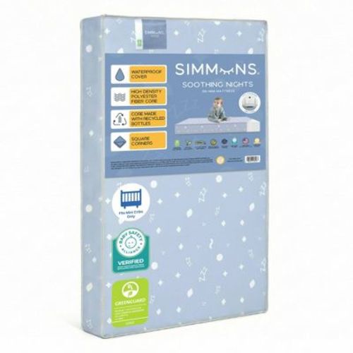 Simmons Kids' Soothing Nights 3" Mini/Portable Standard Crib Hybrid Mattress with Greenguard Gold