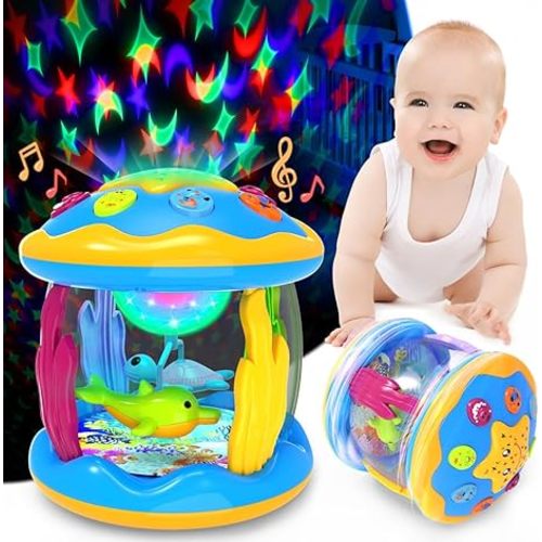 Baby Toys 6 to 12 Months - Musical Projector Rotating Light Up Toys, Tummy Time for Infant 12-18 Months, Learning Toy for Toddler 1 2 3 Years Old, Birthday Gifts for Boys Girls 0-3-6-9-12-18 Month