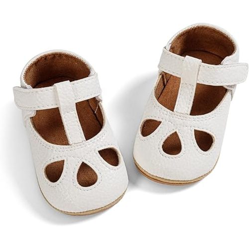 SOFMUO Baby Boys Girls Lace Up Leather Sneakers Soft Rubber Sole Infant Moccasins Newborn Oxford Loafers Anti-Slip Toddler Wedding Uniform Dress Shoes