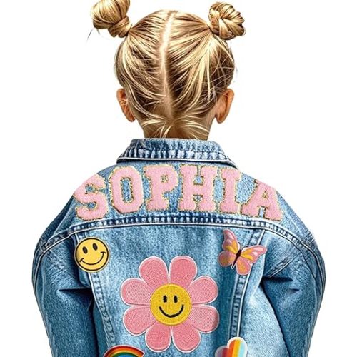 Personalized Kids Denim Jacket with Names, Custom 1-14 Years Old Girls Boys Spring&Fall Outerwear Jackets