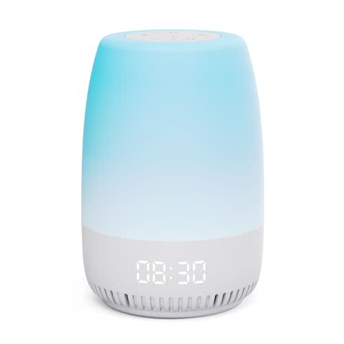 Baby Night Light, VIPDEER White Noise Sound Machine for Baby Sleeping, 12 Colors Night Light for Nursery, 19 Smoothing Sleep Sounds, Time Display