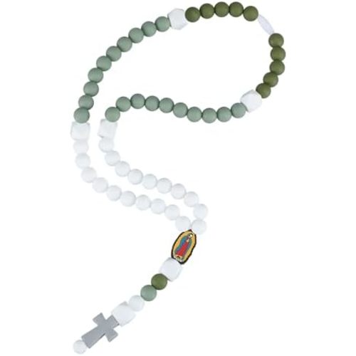 Kigeli Cross Baptism Silicone Rosary God Bless First Rosary Catholic Cross Necklace Baby Shower Baptism Party Supply for Baby Shower Christian Communion Gifts