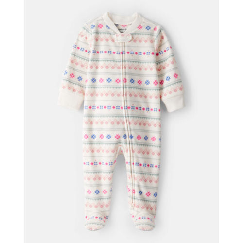 Baby Girl Fair Isle Fleece Long-Sleeve Loose Fit Sleep & Play Pajamas - Carter's | Carter's