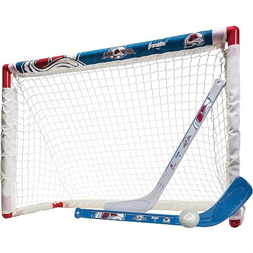 Franklin Sports NHL Mini Hockey Set - Kids Indoor Knee Hockey Goal, Ball, + 2 Stick Combo - Youth Team Indoor Toy Set - Official - Ages 3+