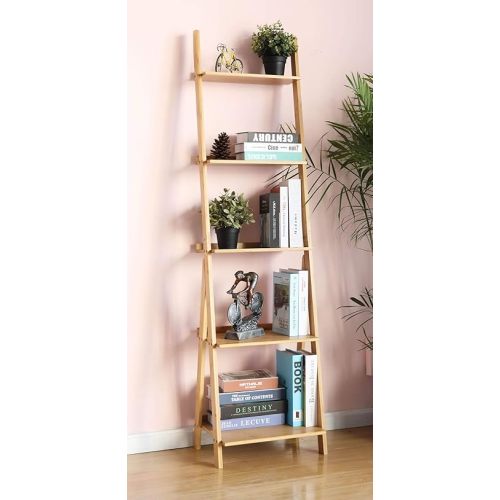 HYNAWIN Corner Ladder Shelf Storage Shelving, 5 Tier Books/CDs/Albums/Files Holder in Living Room Home Office,Simple Assembly