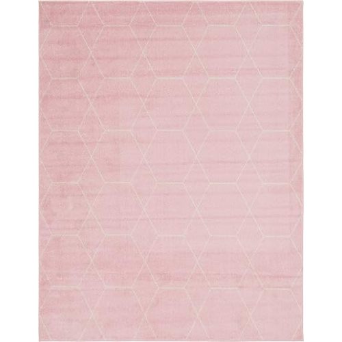 Unique Loom Trellis Frieze Collection Area Rug - Geometric (8' x 10', Light Pink/ Ivory)