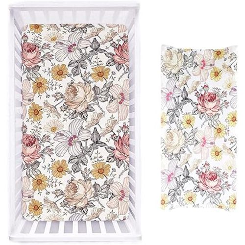 Floral Crib Sheet and Changing Pad Covers