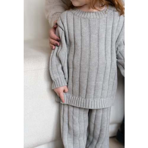 Children’s Wide Ribbed Knit Sweater ‘Rain Gray’ – Oat Co