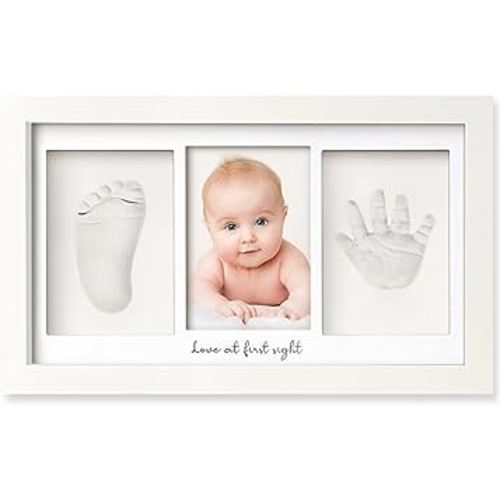Baby Hand and Footprint Kit - Baby Footprint Kit, Newborn Keepsake Frame, Baby Handprint Kit, Personalized Baby Gifts, Nursery Decor, Baby Shower Gifts for Girls Boys (Alpine White)