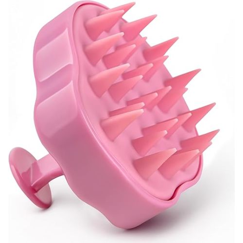 RELAXXO Scalp Massager Hair Growth – Exfoliator & Hair Scrubber for Scalp, Soft Bristles for Dandruff & Soothing Comfort, Shampoo Brush, Wet & Dry Use, Pink