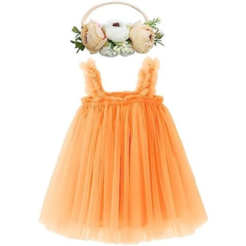 BGFKS Layered Tulle Tutu Dress for Toddler Girls,Baby Girl Rainbow Tutu Princess Skirt Set with Flower Headband.