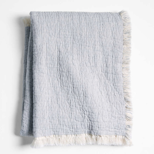Personalized Supersoft Organic Cotton Gauze Smoke Blue Baby Stroller Blanket