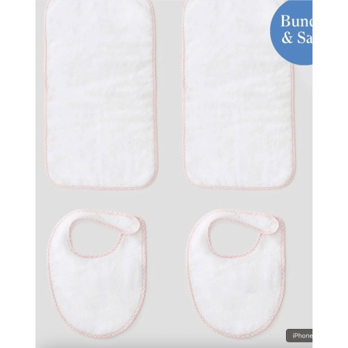 Bibs / Light Pink Gingham on White (set of 4)