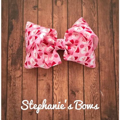 Santa bow, Santa hairbow, Pink Christmas bow, Pink Santa bow, Christmas bow