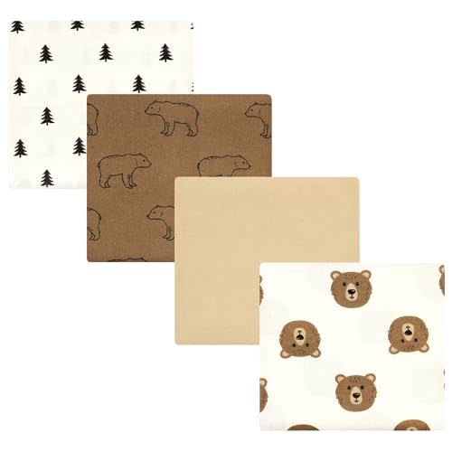 Hudson Baby Unisex Baby Cotton Flannel Receiving Blankets, Brown Bear, One Size