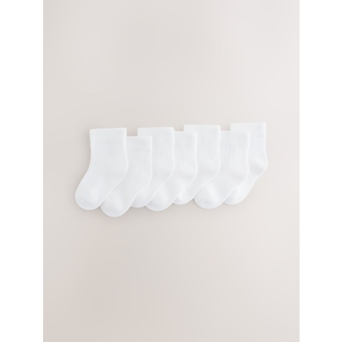 White 7 Pack Baby Socks (0mths-2yrs)