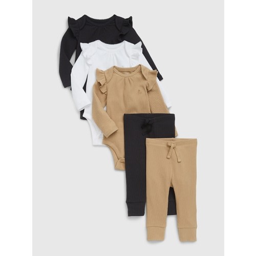 Baby First Favorites Rib Five-Piece Outfit Set in black, size: 3-6 M