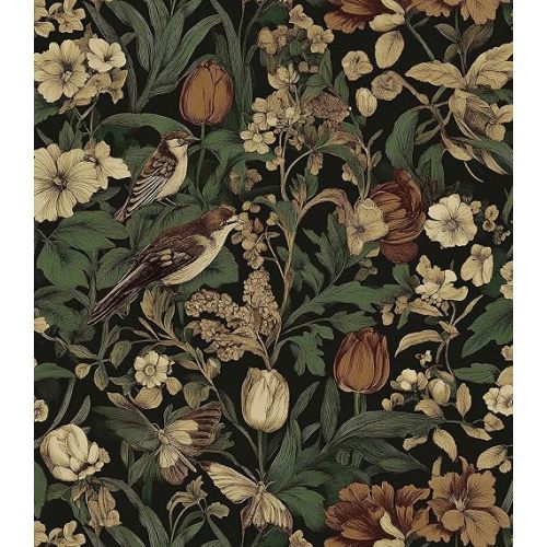 Erfoni Bird Floral Peel and Stick Wallpaper Vintage Contact Paper for Walls