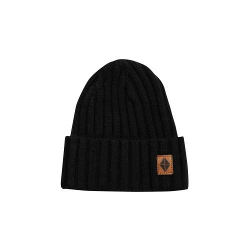 Chunky Knit Ribbed Beanie in Midnight