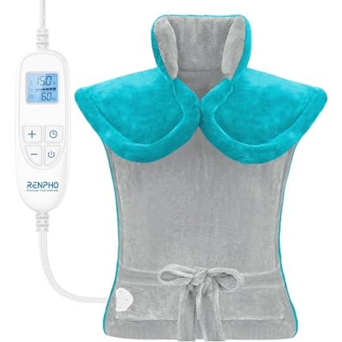 RENPHO Heating Pad for Back, Dad Gifts for Fathers Day & Birthday Gifts for Men Women, FSA Eligible & HSA Store, Weighted Electric Heat Pad for Neck and Shoulder, ETL Certified, 24"x33", Gray Green