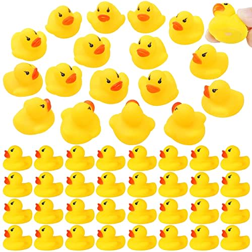GADIEDIE Rubber Duck 50 Pack Mini Rubber Ducky Float Ducks Baby Bath Toy, Great for Jeep Ducking, Shower, Birthday Party, Carnival Game Gift(1.6"x 1.5" x 1.2")