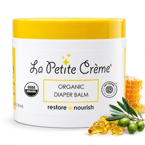 La Petite Creme Diaper Balm - Healing & Nourishing Diaper Rash Cream, 4 oz | Moisturizer & Skin Cleanser, Liniment Diaper Rash Cream, USDA Certified, EWG Verified, Organic Ingredients