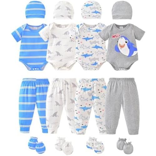 Baby Layette Sets Unisex Newborn Baby Boys Girls Essentials Gift Set 16-Piece Infant Baby Outfit Clothes