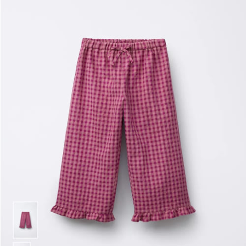 GINGHAM STRAIGHT-LEG PANTS - Fuchsia | ZARA United States