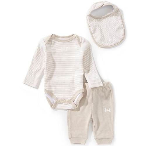 Under Armour Baby Boys Long Sleeve Stripe Bodysuit ,Matching Bib & Jogger Pants 3-Piece Set