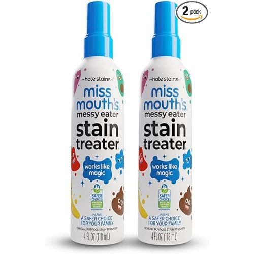 Miss Mouth's Messy Eater Stain Treater Spray - 4oz 2 Pack Stain Remover - Newborn & Baby Essentials - No Dry Cleaning Food, Grease, Coffee Off Laundry, Underwear, Fabric