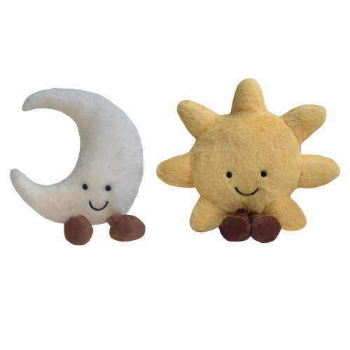 New Sun Plush Moon Plush Toy,Soft Bedside Sofa Pillows Stuffed Animal Plushie Doll Toys Room Decoration Gift for Kids Children (Sun+Moon)
