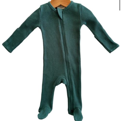 Waffle Basic Zip Footie - Spruce