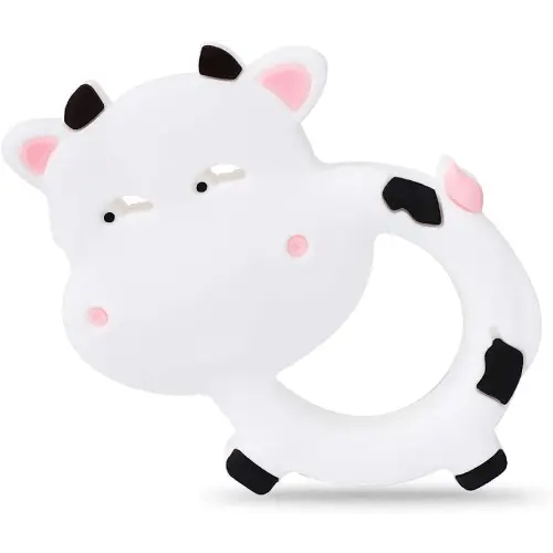 Baby Silicone Teether,Sensory Chew Toys,BPA Free Soft and Effective Infant Teething Pain Relief Toys,Freezer Safe,Food Grade Silicone,Best Shower Gift for Boys and Girls (Cow)