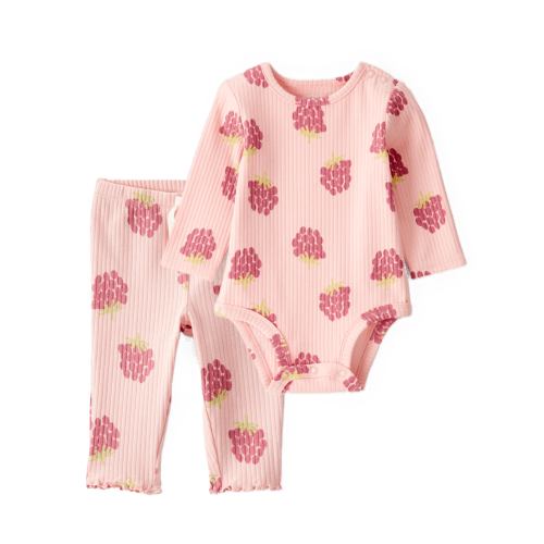 Baby Girl 2-Piece Raspberry Bodysuit & Pull-On Pants Set - Pink - Carter's | Carter's