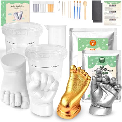 Sortnic Baby Casting Kit Hands and Feet Mold, Newborn Keepsake, 4 Pack | 3D Plaster Hand Casting Kit for Babies 0-9 Months, Easy DIY, First Time New Mom Gifts, Baby Keepsake Shower Birthday Gift