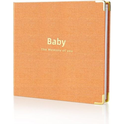 Baby book Baby Memory Book for baby boys and girls First 5 years baby book keepsake baby books (Orange)