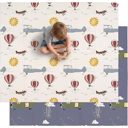 JumpOff Jo Foldable Foam Play Mat – Large Waterproof Baby & Toddler Activity Floor Mat, Double-Sided 70 x 59 Inch Play Surface