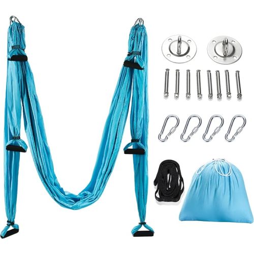 ZELUS Aerial Yoga Swing Sling Strong Yoga Hammock Kit Set Trapeze Inversion Equipment Include 2 Extensions Straps and Ceiling Mounting Kit