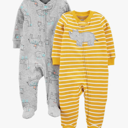 Simple Joys by Carter's baby-boys 2-way Zip Thermal Footed Sleep and Play, Pack of 2