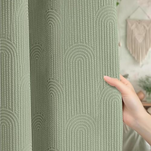 Dark Green Boho Blackout Curtains 84 Inch Long Green Curtains for Living Room 2 Panels Vintage Farmhouse Mid Century Rustic Black Out Drapes Rustic Patterned Western Christmas Curtains