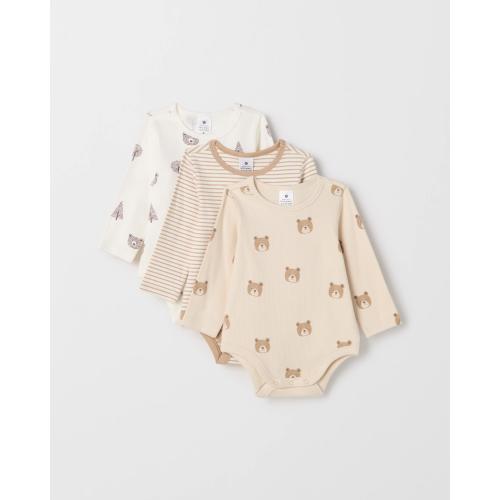 Target Baby Baby Organic Cotton 3 Pack Long Sleeve Rib Bodysuit - Kmart