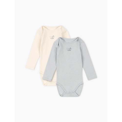 Perla 2 Pack LS Bodysuit in Buttercream/Pearl Blue