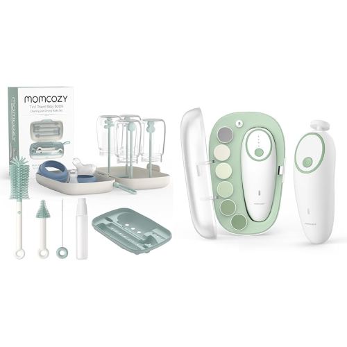 Momcozy Bottle Brush Set - Baby Bottle Cleaner Kit with Silicone Brush & Momcozy Baby Nail File Electric, Gentle Baby Nail Trimmer Electric Rechargeable
